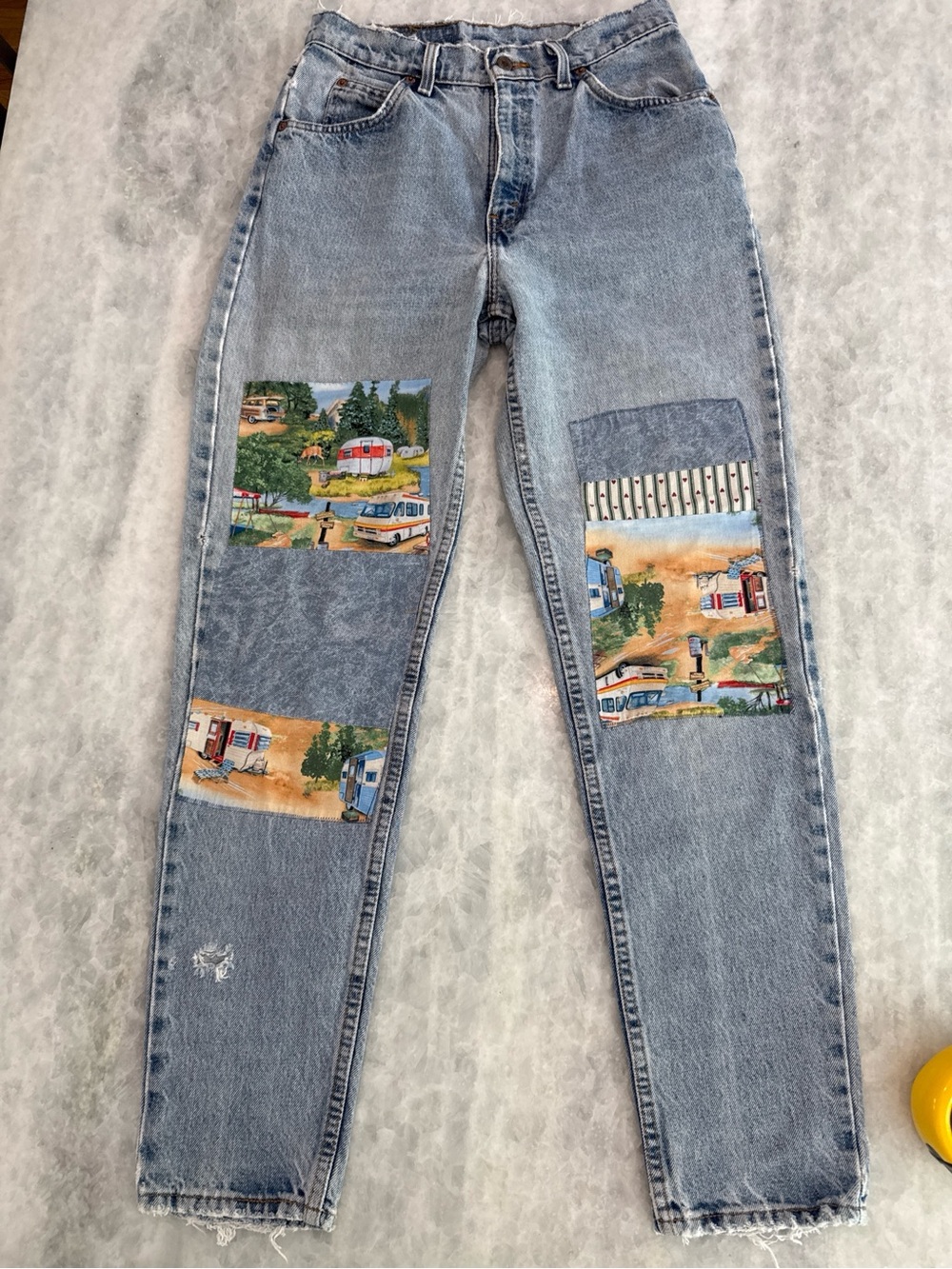 Levi's 951 Light Blue Custom RV Patchwork Ankle Jeans